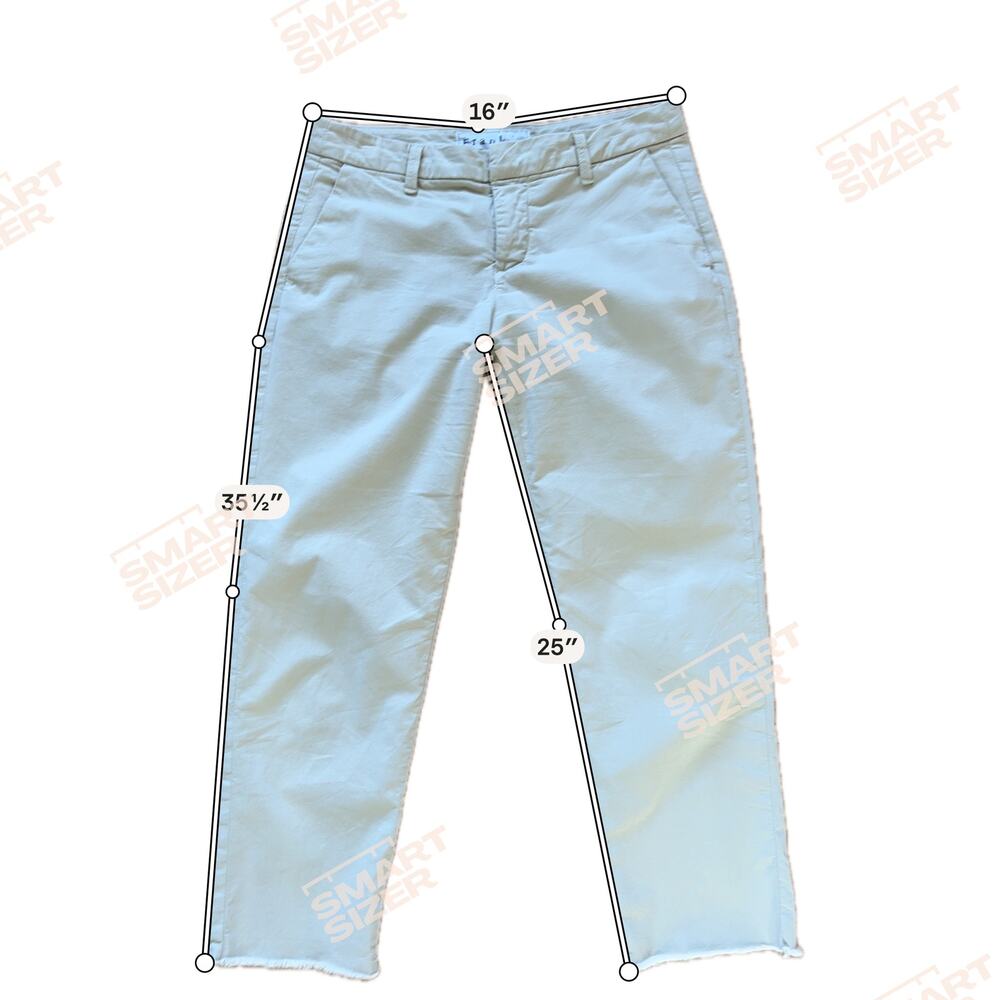 Frank & Eileen "Wicklow" Raw Hem Cropped Khaki Cotton/Flax 6 Pant Chino - Picture 8 of 8